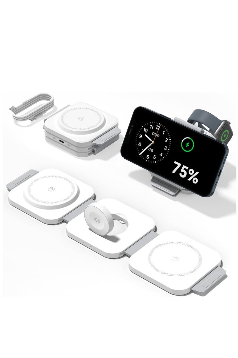 مورتيكو 3 في 1 محطة شحن لأجهزة Apple المتعددة ، رصيف الشاحن اللاسلكي السريع القابل للطي ، وسادة شحن السفر لـ - Image 1